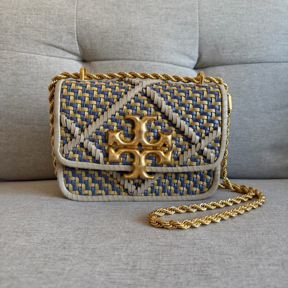 Tory Burch Eleanor Woven Leather Small Shoulder Bag